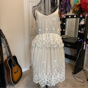 Altar'd State Cream Lace Midi Dress